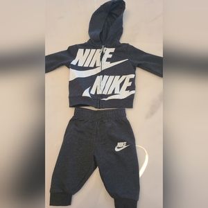 Grey Nike Hooded Tracksuit Infant Size 3 Months